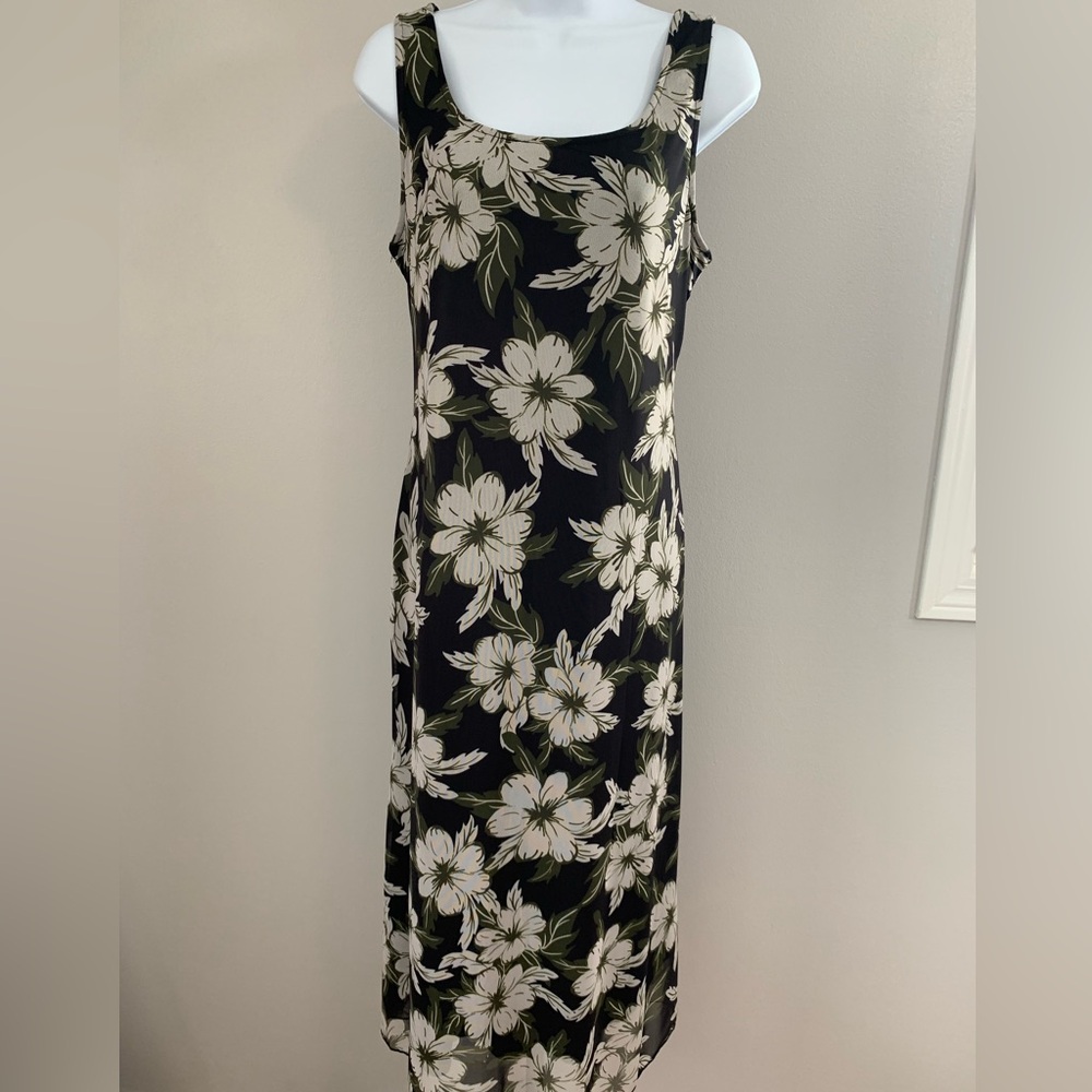 NWT Merokeety Sleeveless Black Floral Midi Tank Dress